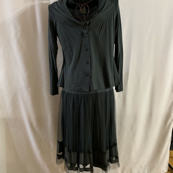 2-Piece Sage Green Knit and Tulle Dress - NWT - Picture 1 of 8